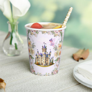 Gobelets En Papier Château violet Fairytale thème Merci