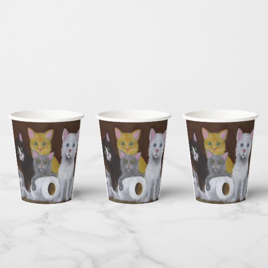 Gobelets En Papier Chatons Joueurs (Multi)