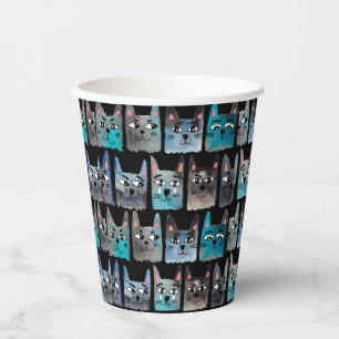 Gobelets En Papier Chats bleus
