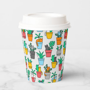 Gobelets En Papier Chats dans les pots à fleurs