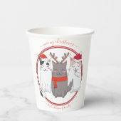 Gobelets En Papier Chats de Noël Meowy (Recto)