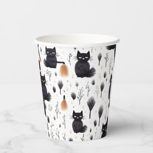 Gobelets En Papier Chats d'Halloween (Verso)