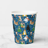 Gobelets En Papier Chats Festifs en Costumes de Noël Motif (Verso)