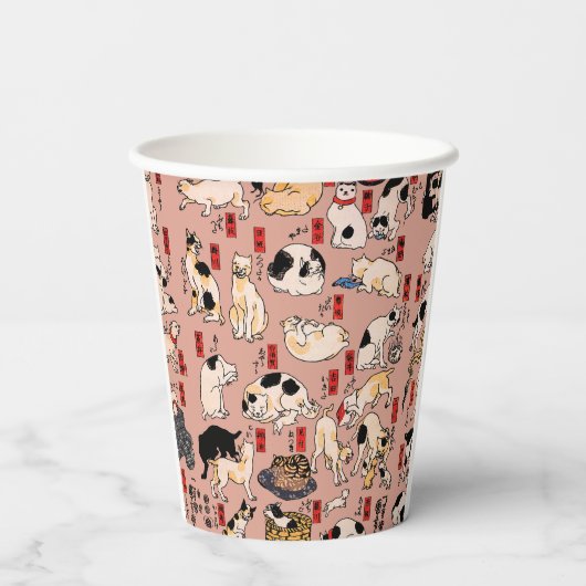 Gobelets En Papier chats japonais Ukiyo-e Funny kitty (Verso)
