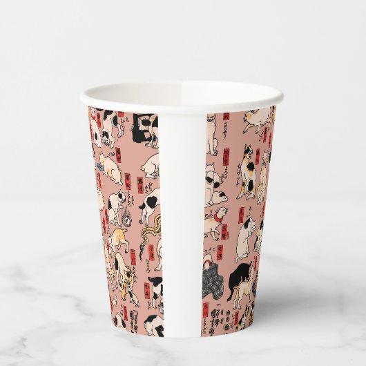 Gobelets En Papier chats japonais Ukiyo-e Funny kitty (Gauche)