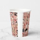 Gobelets En Papier chats japonais Ukiyo-e Funny kitty (Droite)