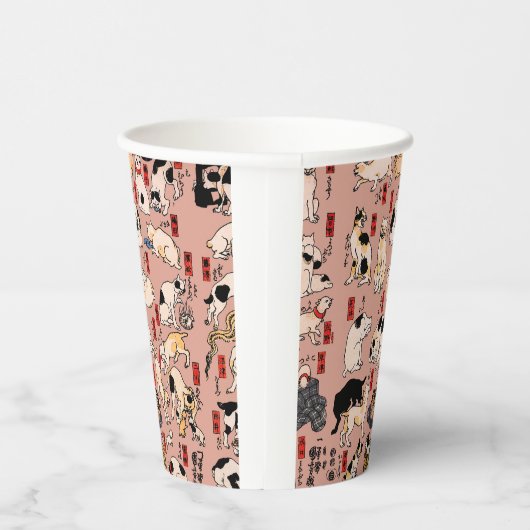Gobelets En Papier chats japonais Ukiyo-e Funny kitty (Droite)
