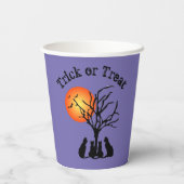 Gobelets En Papier Chats noirs dans les tasses de papier clair de lun (Verso)