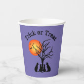 Gobelets En Papier Chats noirs dans les tasses de papier clair de lun (Recto)