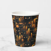Gobelets En Papier Chats noirs et Citrouilles (Recto)