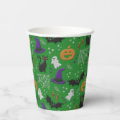 Gobelets En Papier Chats noirs Fantômes chauves-souris Motif vert Hal (Verso)