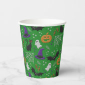 Gobelets En Papier Chats noirs Fantômes chauves-souris Motif vert Hal (Recto)