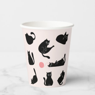 Gobelets En Papier Chats noirs soyeux