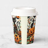 Gobelets En Papier Chats noirs Whimsical, Citrouilles et chauves-sour (Droite)