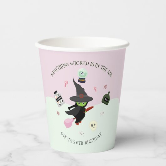 Gobelets En Papier Chaud vert sorcier Halloween anniversaire (Recto)