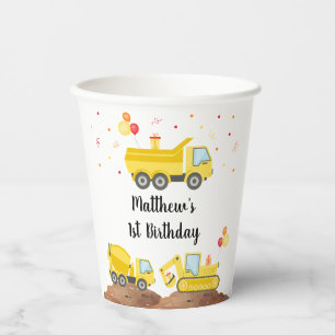 Gobelets En Papier Chaudron de camion de construction garçon Anniver
