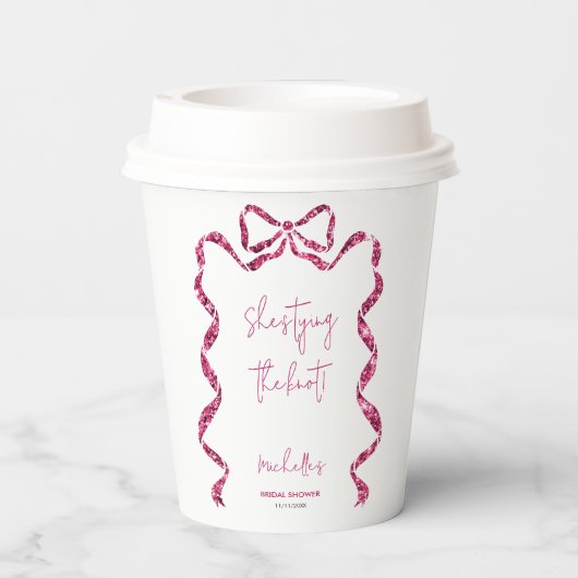 Gobelets En Papier Chaussures attachant noeud parties scintillant ros (Verso)