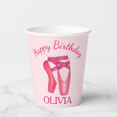 Gobelets En Papier Chaussures Toe Rose Ballet Ballerina Danse Anniver (Recto)