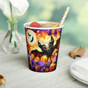 Gobelets En Papier Chauve-lune d'Halloween Jack-o-Lantern