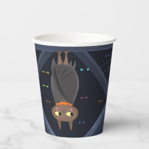 Gobelets En Papier Chauve-souris d'Halloween mignonne noire et orange