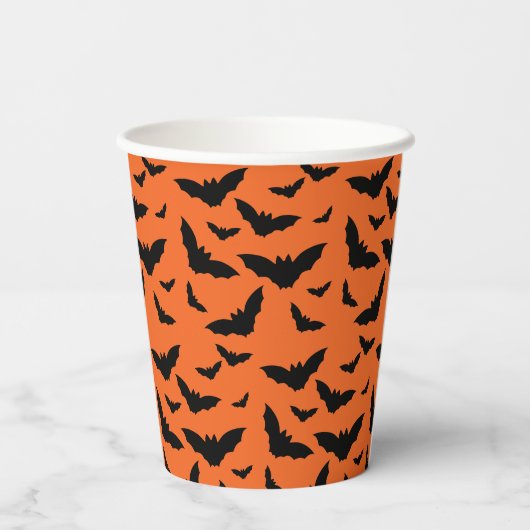 Gobelets En Papier Chauve-souris orange Halloween customisée (Verso)