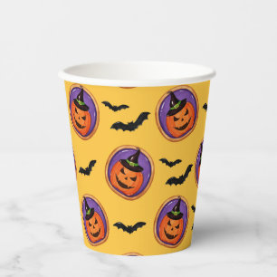 Gobelets En Papier Chauves-souris d'Halloween et tasses de papier jau