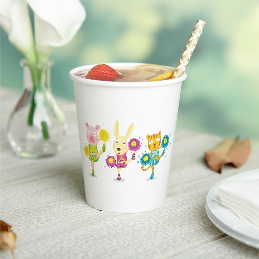 Gobelets En Papier Cheerleader animal trio lapin de porc et chat