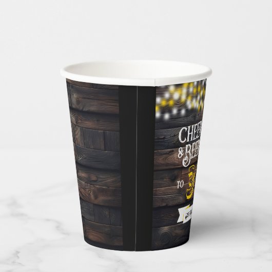 Gobelets En Papier Cheers and Beers to 36 Years Rustic Birthday (Droite)