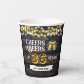 Gobelets En Papier Cheers and Beers to 36 Years Rustic Birthday (Recto)