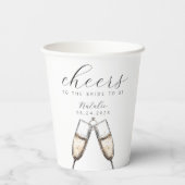 Gobelets En Papier Cheers Elegant Bubbly Fête des mariées Champange (Verso)