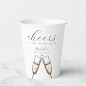 Gobelets En Papier Cheers Elegant Bubbly Fête des mariées Champange (Recto)