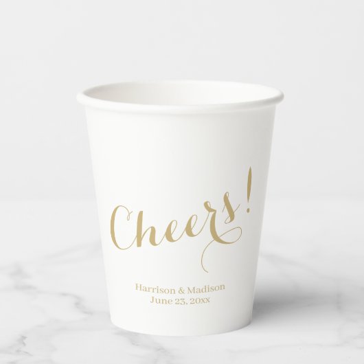 Gobelets En Papier Cheers or de script personnalisé noms élégant Mari (Recto)