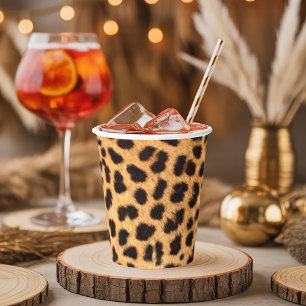 Gobelets En Papier Cheetah Spots Motif Gold Black ID1155