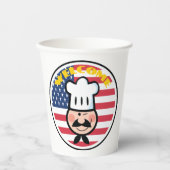 Gobelets En Papier Chef de bienvenue avec drapeau américain (Recto)