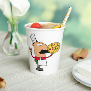 Gobelets En Papier Chef de pizza italien