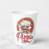 Gobelets En Papier Chef de pizza italien   (Verso)