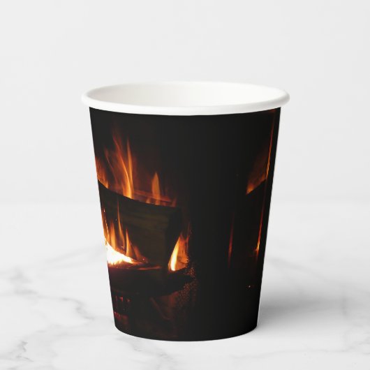 Gobelets En Papier Cheminée hiver chaud (Verso)