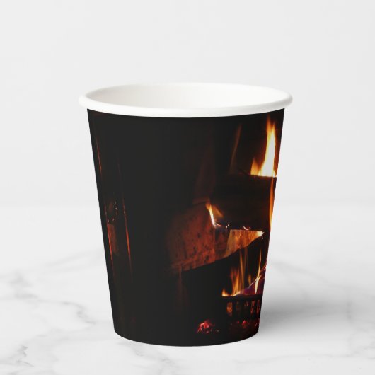 Gobelets En Papier Cheminée hiver chaud (Recto)