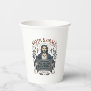 Gobelets En Papier Chemise Vintage Broderie Croix Jésus Graphique Chr