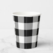Gobelets En Papier Chèque de bison noir et blanc (Droite)