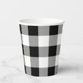 Gobelets En Papier Chèque de bison noir et blanc (Recto)
