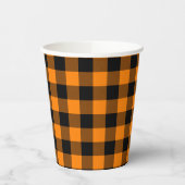 Gobelets En Papier Chèque de buffle noir et orange (Gauche)