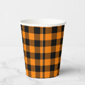 Gobelets En Papier Chèque de buffle noir et orange (Droite)