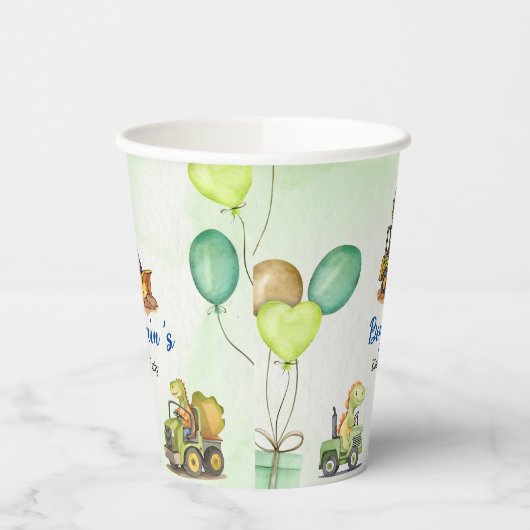 Gobelets En Papier Cher dinosaure de construction ballon de camion de (Gauche)