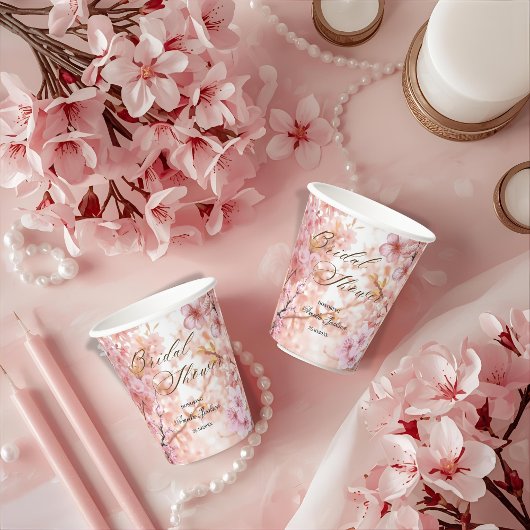 Gobelets En Papier Cherry Blossom Délice de douche nuptiale Invitatio
