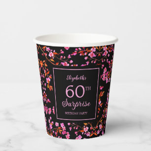 Gobelets En Papier Cherry Blossom Sakura Surprise Black Anniversaire