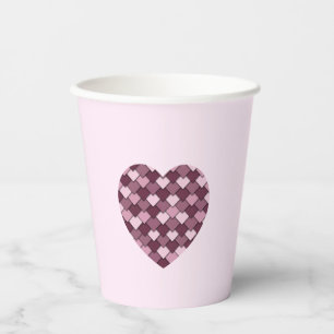 Gobelets En Papier Cherry Carré rose et coeur diamant