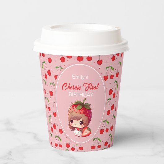 Gobelets En Papier CHERRY Invitation de fête d'anniversaire (Recto)