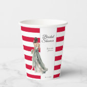 Gobelets En Papier Cherry Red rayures vibrantes hardi douche nuptiale (Recto)