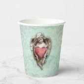 Gobelets En Papier Cherub baroque vintage avec coeur (Recto)